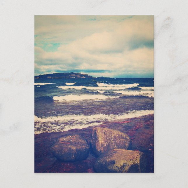 Carte Postale Vagues Sur Le Lac Supérieur (Devant)