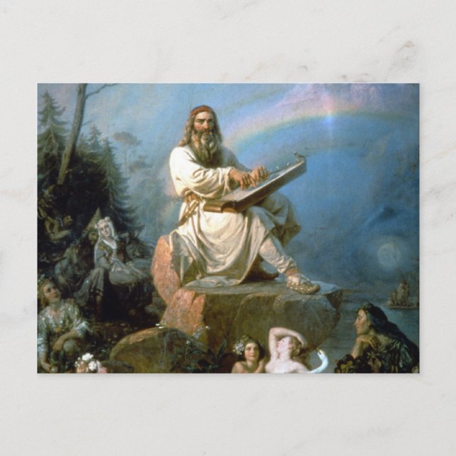 Carte Postale Vainamoinen & Kantele Kalevala Mythologie (Devant)