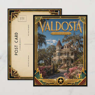 Carte Postale Valdosta Géorgie Art Déco doré vintage