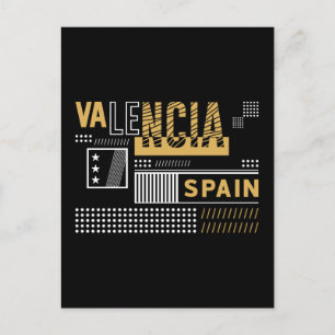 Carte Postale Valence Espagne Typographie Moderne Design Voyage