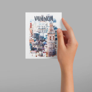 Carte Postale Valencia Espagne Architecture Aquarelle Ville