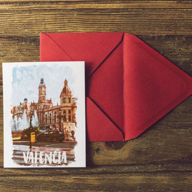 Carte Postale Valencia Espagne Architecture Voyage (Valencia Spain watercolor postcard)