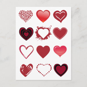 Carte postale Valentine 3x4 Heart Grid