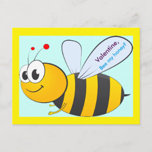 Carte postale Valentine Bee pour enfants, petits-e