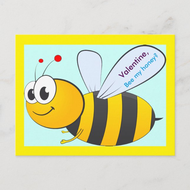 Carte postale Valentine Bee pour enfants, petits-e (Devant)