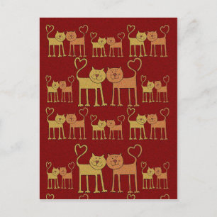 Carte postale Valentine Chats in Love Grain Textur