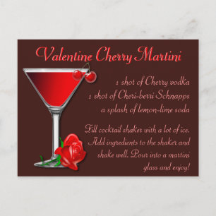Carte Postale Valentine Cherry Martini