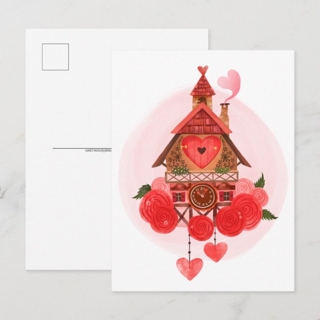 Carte postale Valentine Cuckoo Clock (Devant / Derrière)