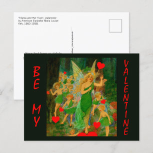 Carte Postale Valentine Fairyland Queen Titania Red Hearts Cupid