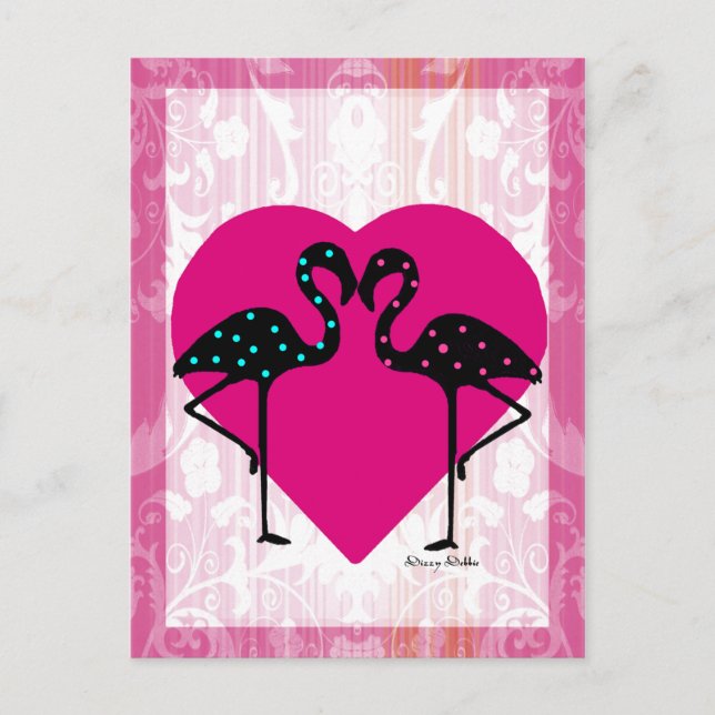 Carte postale Valentine Flamants roses (Devant)