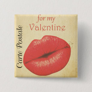 Carte Postale Valentine Kiss 2 Inch Square Button