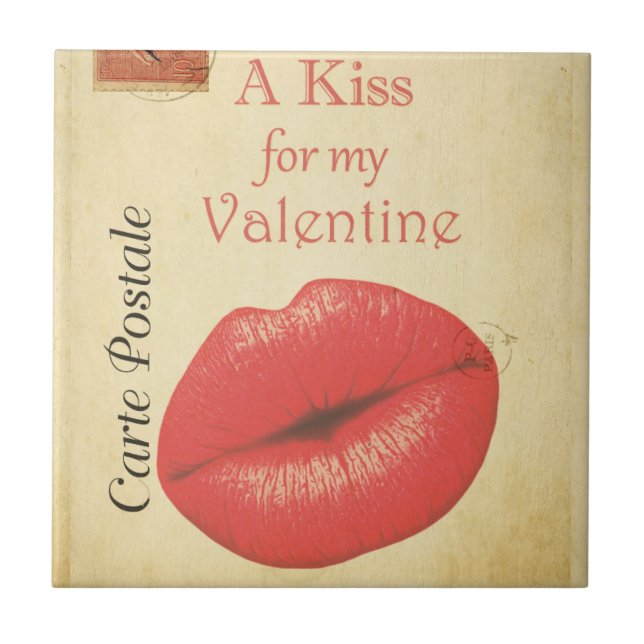 Carte Postale Valentine Kiss Tile (Front)