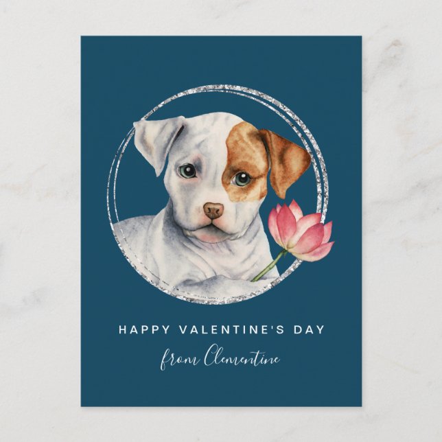 Carte Postale Valentine Puppy Flower de vacances (Devant)