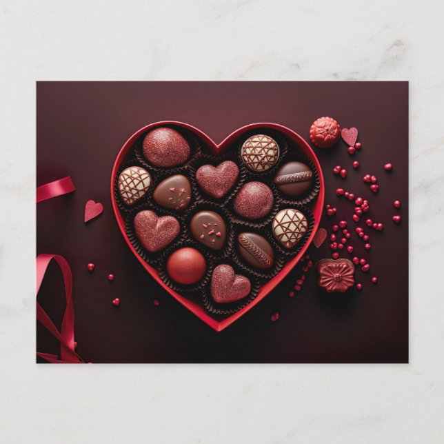 Carte Postale valentine s day chocolates en heart shapbox (Devant)