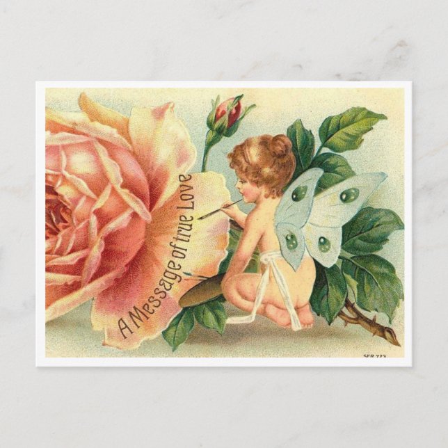 Carte Postale Valentine, Un message d'amour vrai, victorien (Devant)