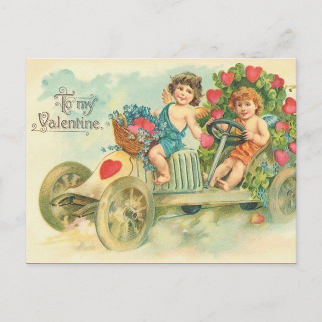 Carte postale Valentine vintage Automobile (Devant)