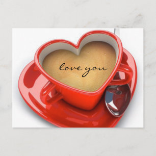 carte postale, valentine'day, coffee, love