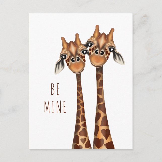 Carte Postale Valentines - 'Be Mine' Giraffes Aima (Devant)