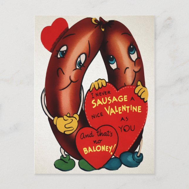 Carte Postale Valentines de saucisses vintages (Devant)