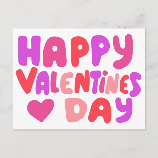Carte Postale Valentines Jour Bulles Lettres Super Curvy Retro (Devant)