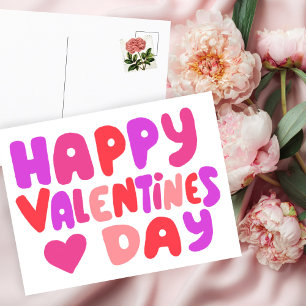 Carte Postale Valentines Jour Bulles Lettres Super Curvy Retro