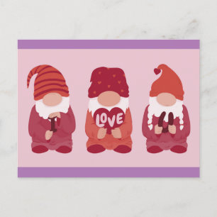 Carte Postale Valentines jour gnomes mignons créatures ensemble