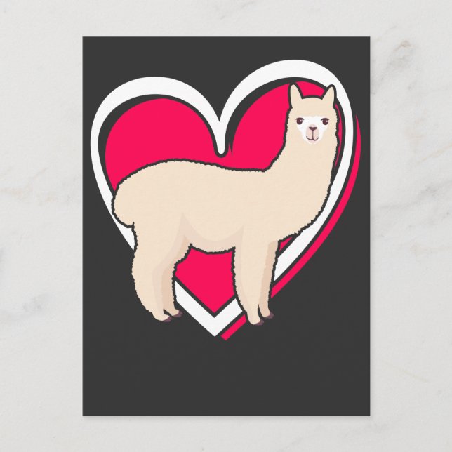Carte Postale Valentines Jour Llama Alpaca Amour Fille Garçon En (Devant)