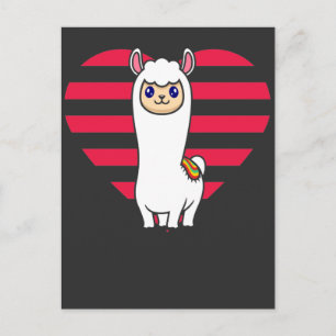 Carte Postale Valentines Jour Llama Alpaca Coeur Amour animal