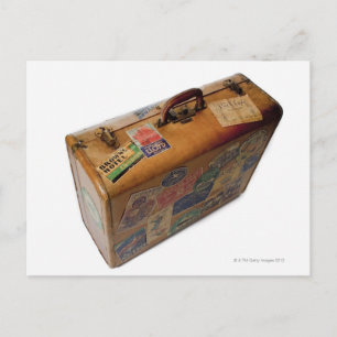 Carte Postale valise à l'ancienne avec autocollants
