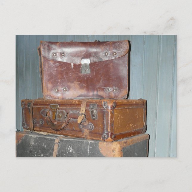Carte Postale Valises vintages - Bagages empilés (Devant)