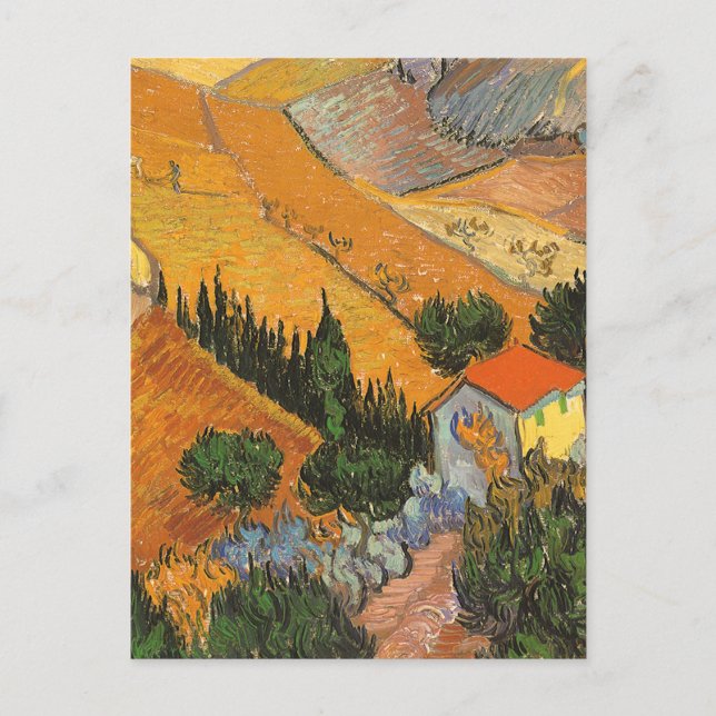 Carte Postale Vallée avec Plowman par Vincent van Gogh (Devant)