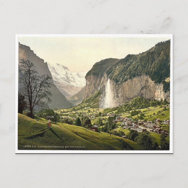 Carte Postale Vallée de Lauterbrunnen avec Staubbach, Oberl bern (Devant)