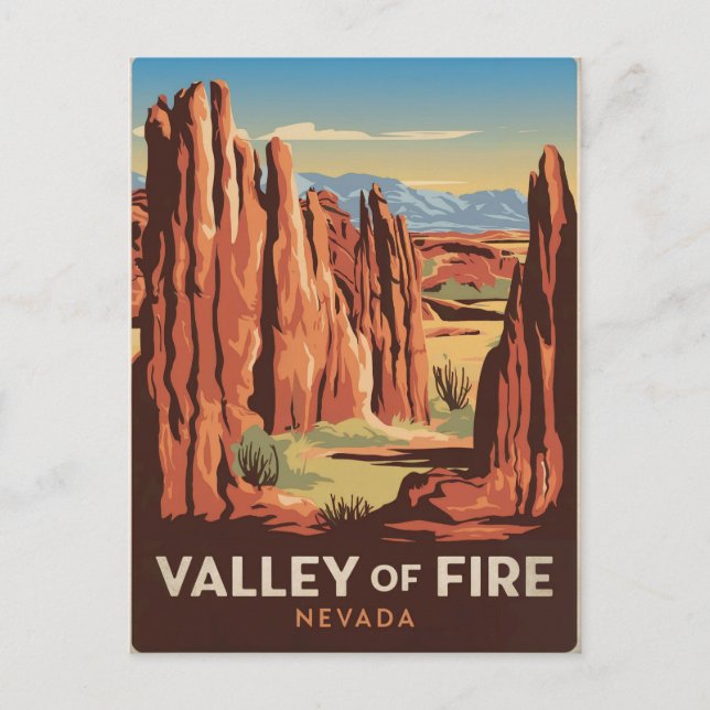 Carte Postale Vallée du Feu Nevada Vintage (Devant)