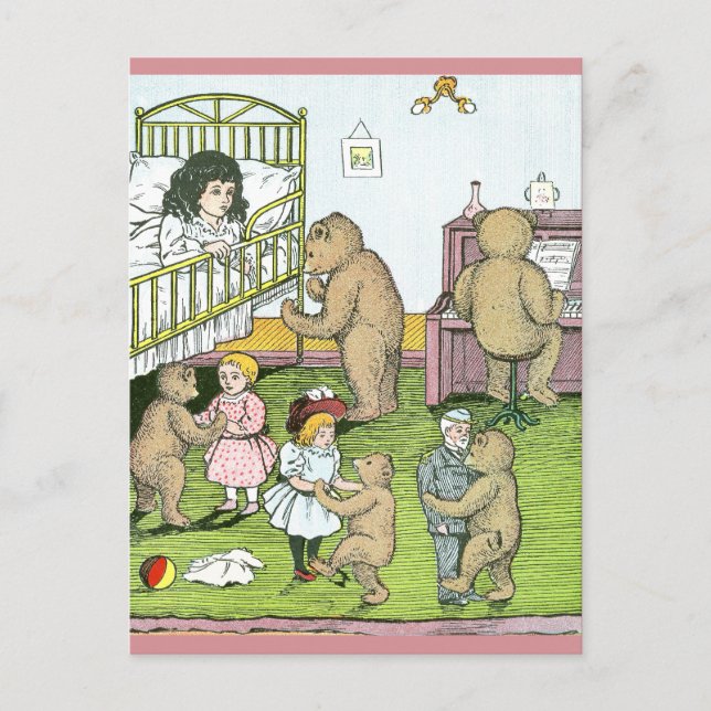 Carte Postale Valse nounours avec poupées (Devant)