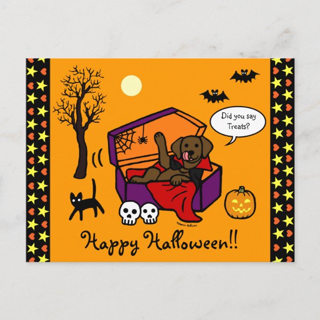 Carte Postale Vampire du laboratoire de chocolat d'Halloween (Devant)