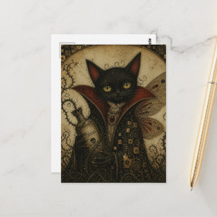 Carte Postale Vampire Féerique Chat Noir Adorable