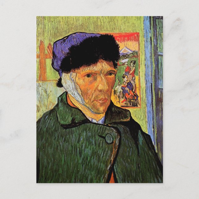 Carte Postale Van Gogh ; Autoportrait avec oreille déchaînée (Devant)