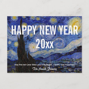 Carte Postale Van Gogh - Bonne année avec la nuit étoilée