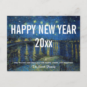 Carte Postale Van Gogh - Bonne année avec nuit étoilée /Rhône