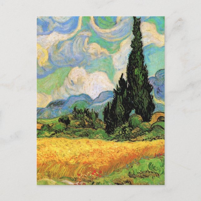Carte Postale Van Gogh Champ de blé w Cyprès à Haute Galline (Devant)
