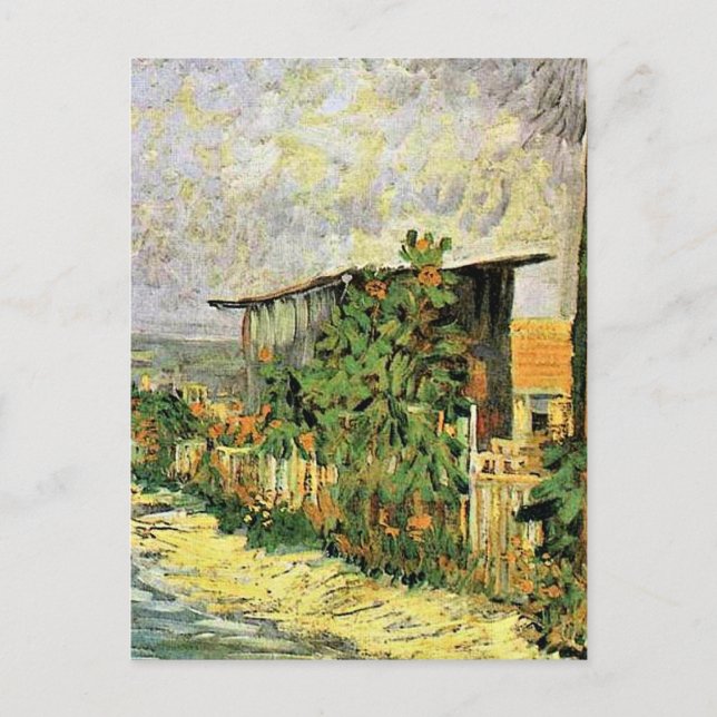 Carte Postale Van Gogh - Chemin Montmarte avec des tournesols, (Devant)