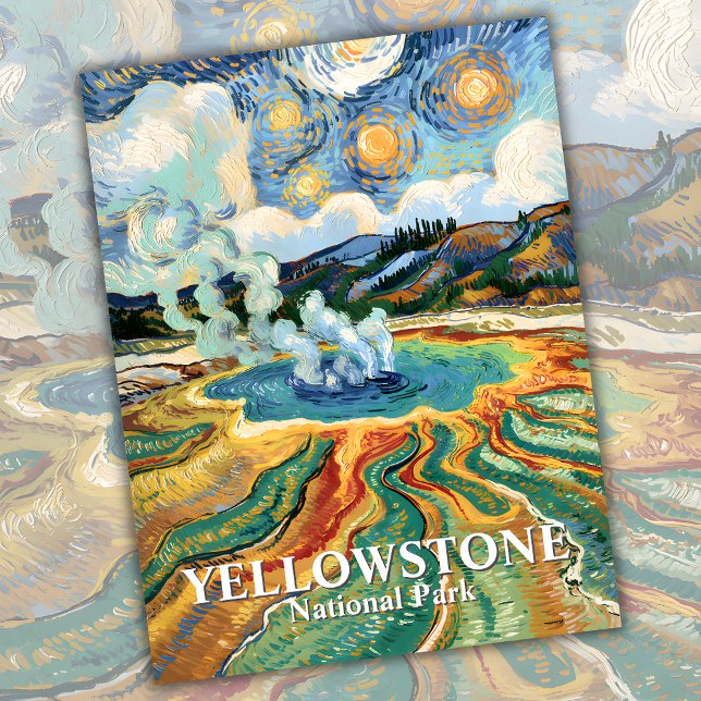 Carte Postale Van Gogh Custom Yellowstone National Park Travel (Van Gogh Custom Yellowstone National Park Travel Postcard)