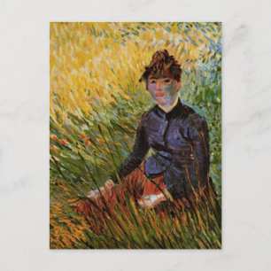 Carte Postale Van Gogh ; Femme assise en herbe, Art Vintage