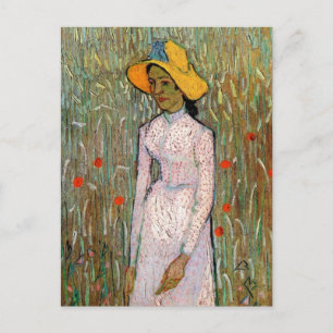Carte Postale Van Gogh, Jeune Fille Debout ; Fond de Blé