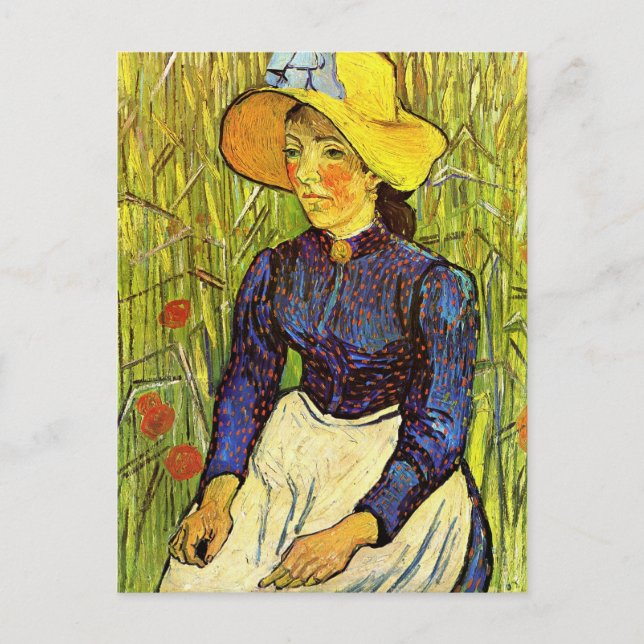 Carte Postale Van Gogh, Jeune paysanne au chapeau de paille (Devant)