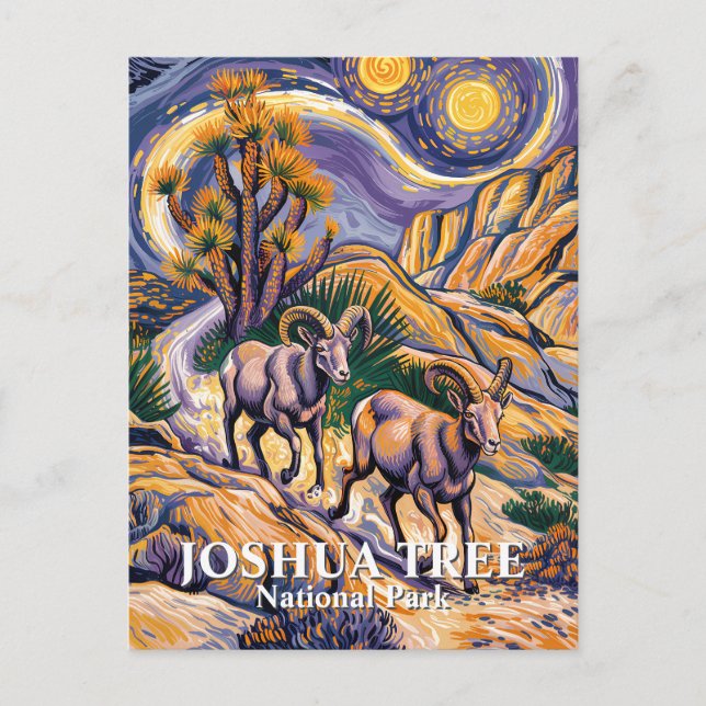 Carte Postale Van Gogh Joshua Tree Wildlife Sheep & Custom Text (Devant)