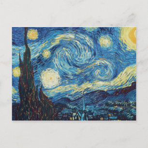 Carte Postale Van Gogh Nuit Étoilée Vintage Bleu Chef-d'œuvre