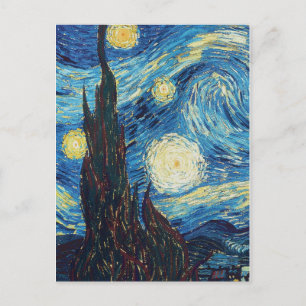 Carte Postale Van Gogh Nuit étoilée Vintage Bleu Chef-d'œuvre