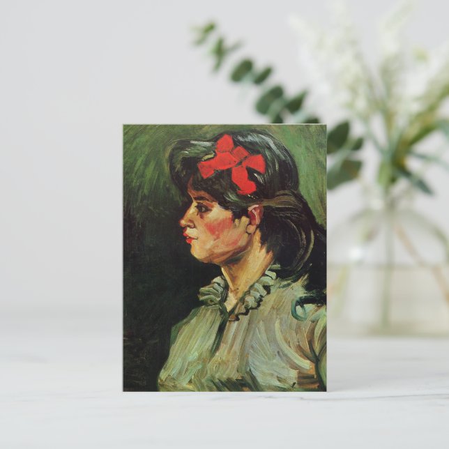 Carte Postale Van Gogh - Portrait de femme au ruban rouge (Debout devant)