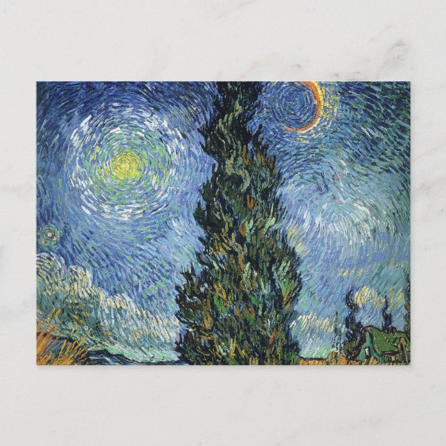 Carte Postale Van Gogh Road Avec Cyprès Impressionnisme (Devant)